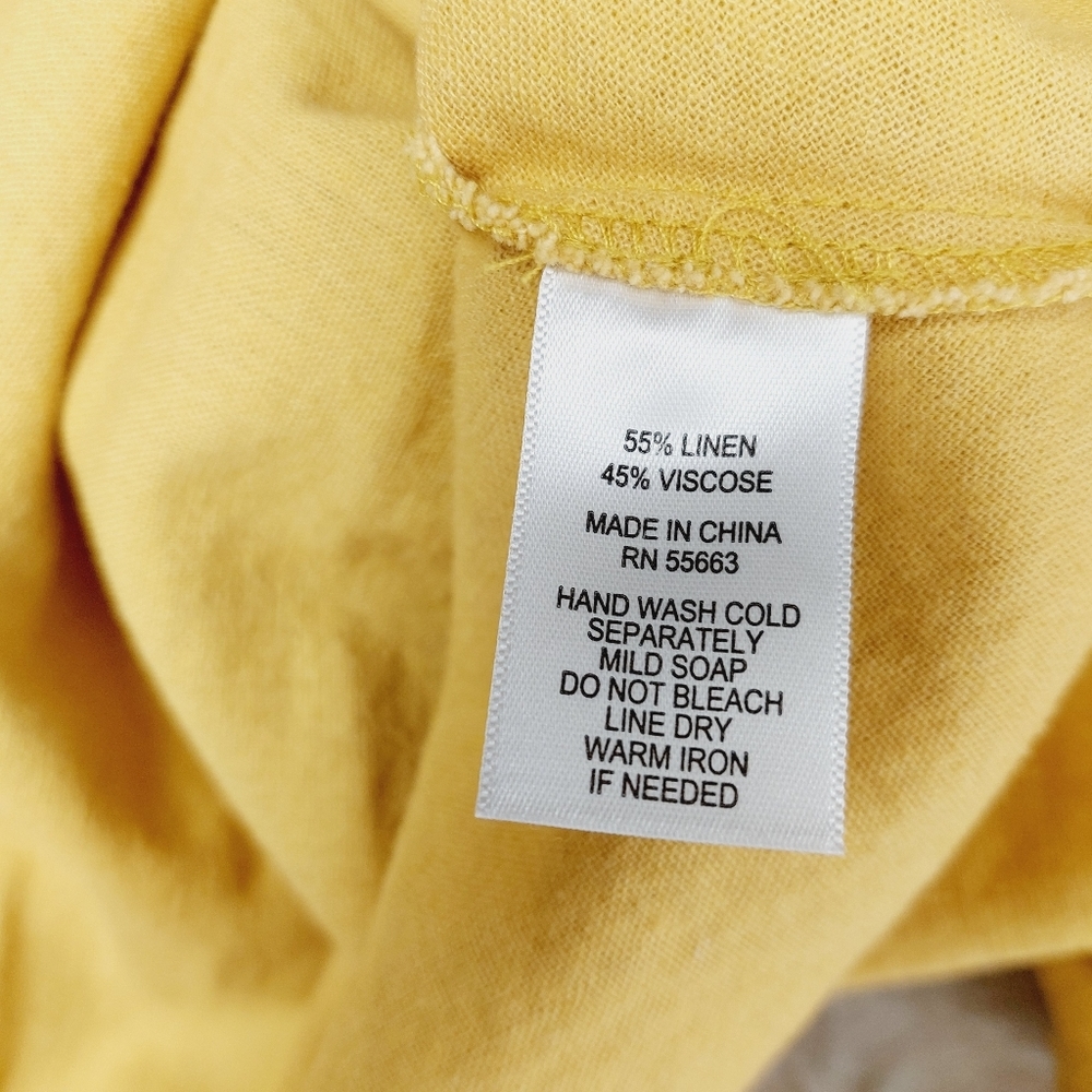 Cynthia Rowley Mustard Yellow Linen-Blend Asymmetrical Hem Dress P852 - Picture 6 of 7
